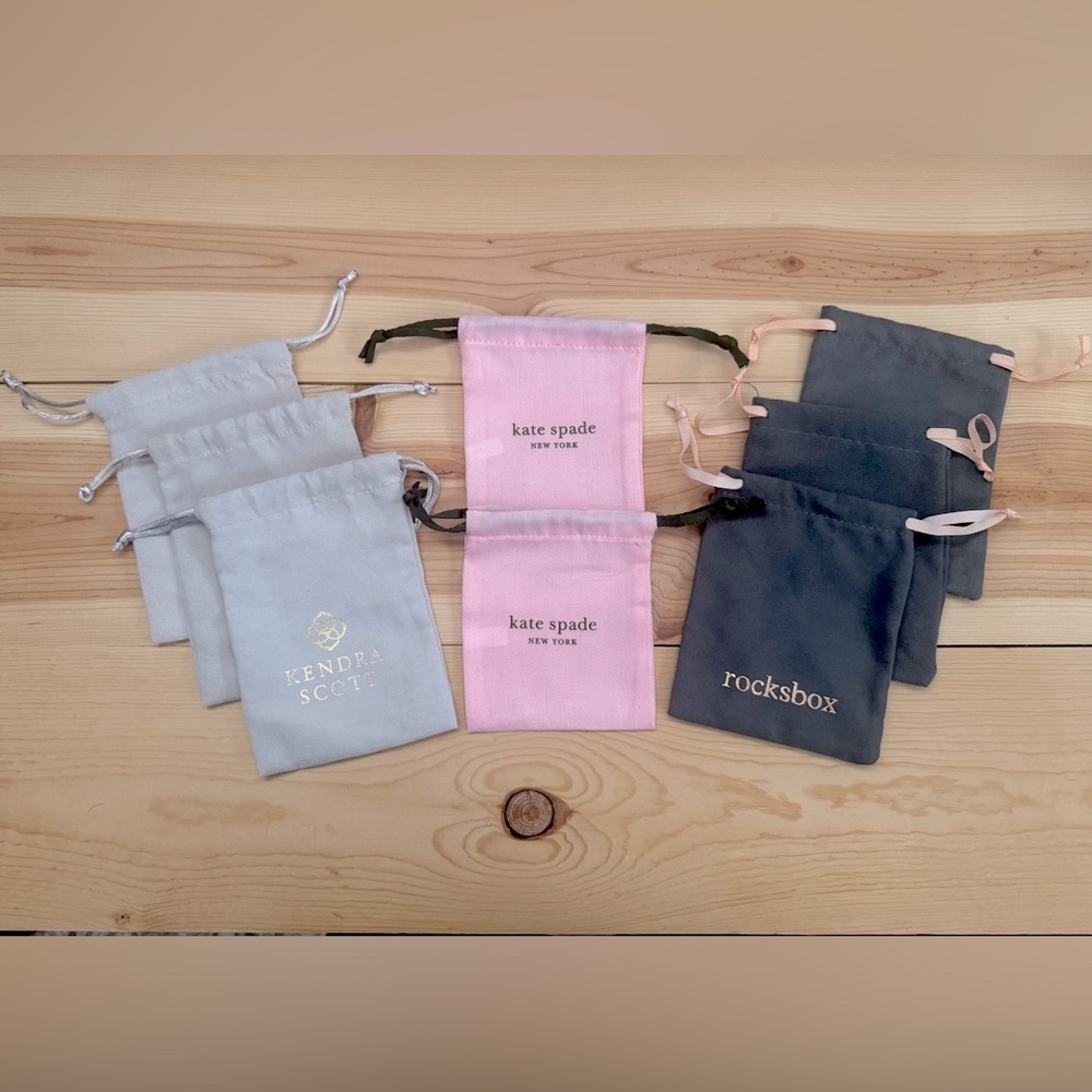 Kate Spade, Kendra Scott, and Rocksbox Jewelry Storage Pouches Set of 8